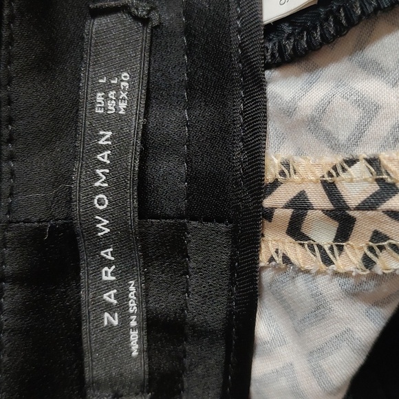 Zara Black and Tan Diamond Pattern Pants Size L - Picture 4 of 5